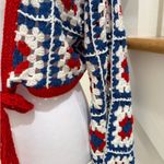 Francesca's Collections Red, Blue, and White Crochet Cardigan Red Size M Photo 2