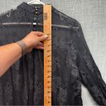 Altar'd State Black Lace Blouse Sheer Lace arms/chest Sz. Medium Flowy scalloped Photo 8