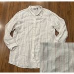 Chico's Tunic Top Women's XL (3) Striped 100% Linen Blouse Button Up Shirt Photo 0