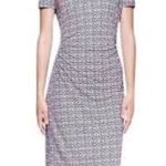 Tory Burch 100% Silk Myrtle Fitted Ruched Dress Black Purple Size Medium Photo 0