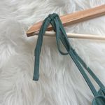 ZARA  green silky tie strap smocked cropped tank top Photo 3