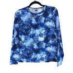 Lands' End Womens Crew Neck Long Sleeve Rash Guard UPF 50 Swim Tee Blue White XS Photo 0