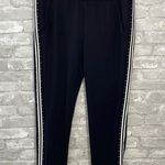 Chico's Zenergy Black Striped Beaded Pull On Pants Photo 0