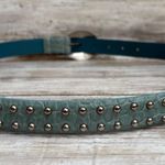IZOD Leather Belt Sz XL Blue Studded Embossed Western Boho Cowgirl 36” Photo 7