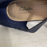 Clarks  Collection Size 7 Comfort Shoe Heels Navy Blue Strap Closed Toe Photo 9