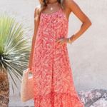 VICI Rafferty Palm Red One Tier Spaghetti Strap Dress Size Medium Photo 0