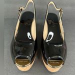 Jimmy Choo Praise Black Patent Cork Wedge Heel Slingback Pumps Size EU 37.5 Photo 3