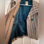 TULLE ANTHROPOLOGIE BEIGE EMERALD STRIPED COOL COTTON LINED JACKET SZ S Tan Photo 7