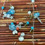 Triple Stand Multicolor Glass Beaded Necklace with Sea Charms 16” Photo 3