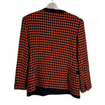 Oleg Cassini  Houndstooth Jacket Women's Size 14 Orange Black Wool V-Neck Classic Photo 7