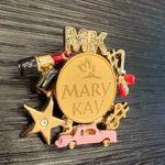 Mary Kay Brooch Pin Border Pink Cadillac Star Lipstick Dollar Sign Gold Tone Photo 2