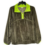 J. America Kori America Women's Top Half Zip Velvet Pullover Long Sleeve Green Small NWT Photo 0