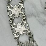 Ornate Silver Tone Flower Chain Belt Double Hook Decorative One Size ✨ Photo 6