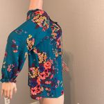 The Pioneer Woman Ruffle Neck Blouse with Flounce Sleeves Women Large NWT #85 Blue Photo 2