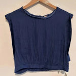 Free People  Remi Crop Top in Smokey Saphire Navy Blue‎ Sz L Photo 1