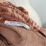 ZARA  Crushed Velvet Copper Short Sleeve Boxy V-neck Dress Medium Photo 7