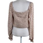  Cream and Pink Floral Boho Crop Top NWT Size Large Pink Rose Blouse Photo 1