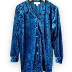 Diane Von Furstenberg Diane Von Furstenburg The Color Authority Size Small Blue Velvet Button Down Y2K Photo 0