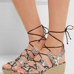 Michael Kors Lace Up Snakeskin Espadrille Platforms Photo 0