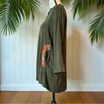 SAACHI Olive Green Embroidered Tunic Top – 2XL – Boho Floral, Pockets Size 2X Photo 3