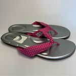 Lands' End Women’s Sandals Size 8B Silver Pink Polka Dot Thong Flip Flop Photo 4
