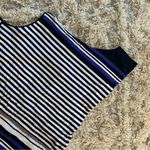 Y2K Early 2000s White/Blue Striped Asymmetrical Escada Thin Light Weight Top Blue Size L Photo 1