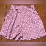 ZARA Lilac & White Polka Dot High Waisted Flowy Satin Belted Paperbag Shorts XS Photo 11