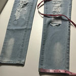 Imperfect light wash white wash distressed jeans size 28 pockets belt loops Blue Photo 11