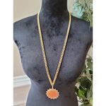 Womens Gold Cuban Chain Necklace With Angel Coin Pendant And Toggle Lock Jewelry Orange Photo 2