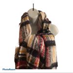 Steve Madden Soft Plaid Blanket Scarf W/ Fringe OS Red Winter Cozy Photo 1