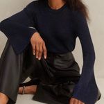 ME+EM Women's L Metallic Sparkle Navy Blue Long Sleeve Ribbed Knit Top Sweater Size L Photo 2