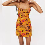 Urban Outfitters Sweet on You Structured Smocked Linen Lined Mini Dress Size XS Photo 0