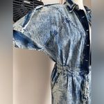 Vintage 80s Lady Diana White Wash Denim MIDI Dress, Size Large Blue Photo 2