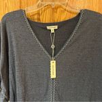 Max Studio  Embroidered V-Neck Flutter Sleeve Tie-Front Top in Blue Denim Size 2X Photo 4