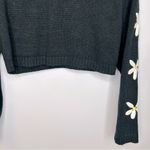 Altar'd State Knit Floral Embroidered Sleeve Crop Sweater Black and White Size M Photo 5