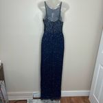 Andretta Donatello Cobalt Blue Vintage Beaded 100% Silk Gown Prom size small Photo 5