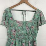 Lila Rose Lily Rose Seafoam Green Floral Short Sleeve Scoop Neck Mini Length Dress Size XL Photo 2