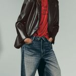 ZARA Faux Leather Straight Fit Blazer Photo 0