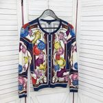 Talbots Tea Party Print Button Up Cardigan Sweater Blue Multi XS Photo 7