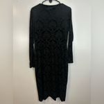 Rachel Roy Black Burnout Floral Long Sleeve Zipper Tulip Sheath Dress Size XL Photo 8