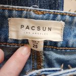 PacSun Y2K Vintage Patchwork Denim Mini Skirt Blue Cotton Raw Hem Size 25 Photo 8