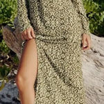 ZARA NWT  Printed Modal‎ Midi Dress Green/Cream Size Small Photo 0