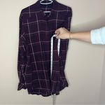 Paige  Joss Oversized Plaid long sleeve button up shirt maroon women’s size large Photo 9