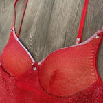 Cinema Etoile Red Shimmer Sheer Chemise Slip Size Medium Silver Photo 5