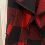Unbranded Red and Black Buffalo Plaid Open Sleeveless Cardigan Vest with Pockets Photo 2