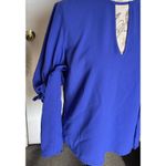EXPRESS  Womens Blouse Sz Small Blue Long Sleeve Office Work Wear Business Retro Photo 6