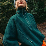 Free People Ready Rib Fleece Size Medium Pine Needle Green Photo 0