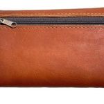 Handmade Handcrafted Boho Colorful Floral Embroidered Brown Leather Wallet Photo 1