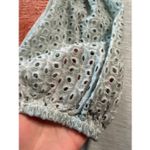 cupio Light Blue Puff Sleeve Top Size L Eyelet Cotton Sleeves Photo 4