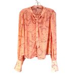 Free People  Stars Align Printed Top Blouse Women's Small Pale Pink Boho Hippie Photo 5